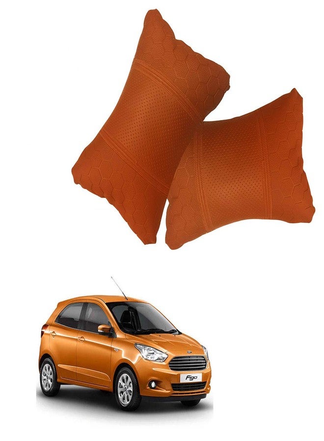 Adroitz Orange Neck Rest Soft Cushion in Leatherette Material Football Design for Car_1229 - Image 1